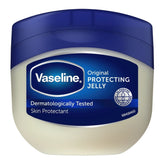 A 250ml Vaseline Original Protecting Jelly with a blue lid and label, dermatologically tested—a trusted skin protectant and essential for moisture protection.